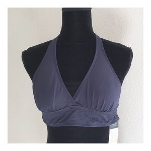 Anne Cole Navy blue halter bikini top small  NWT